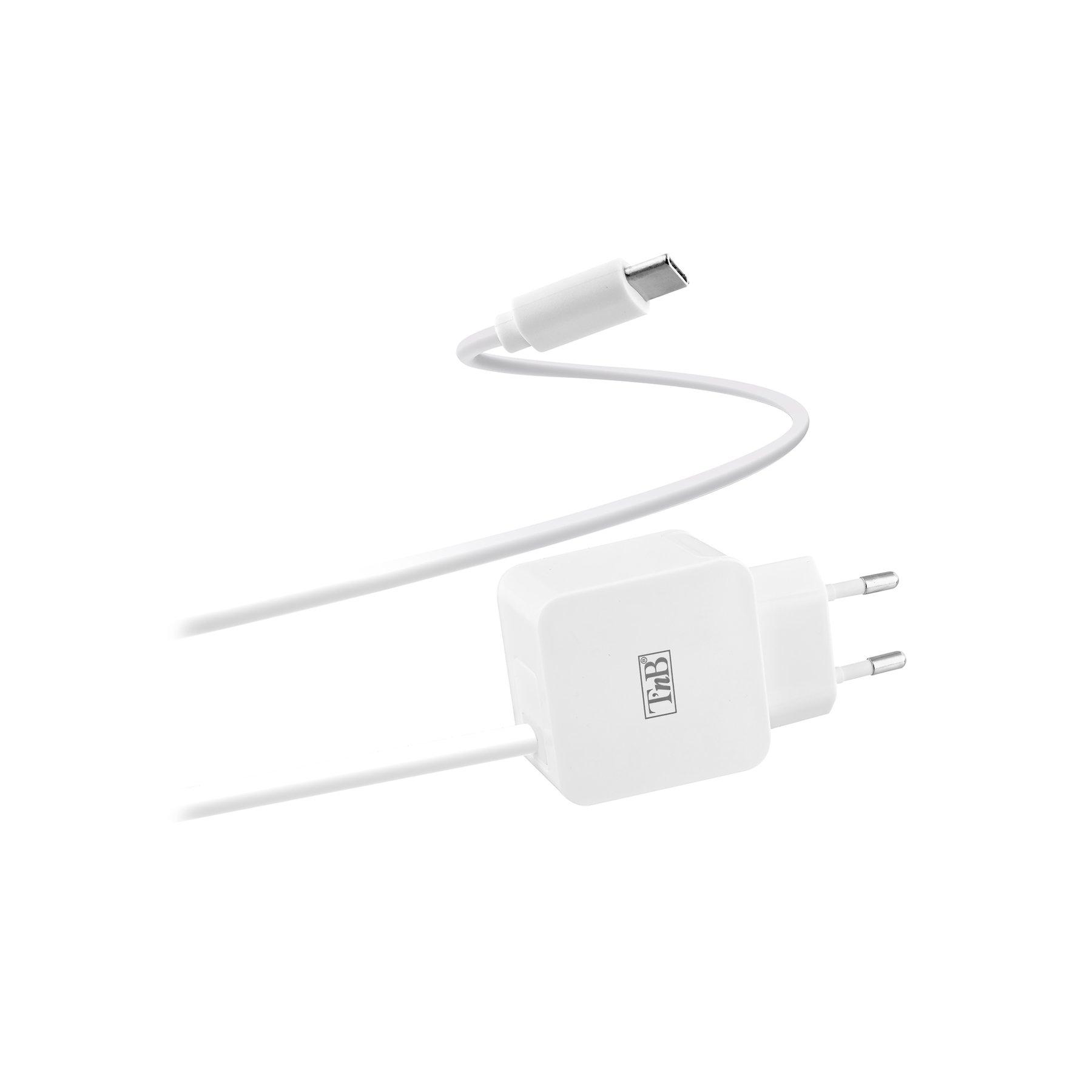 Зарядно устройство TNB, с кабел, USB-C, 2.4A, 1 m, бяло, USB Type-C | JAR Computers Зарядно устройство TNB, с кабел, USB-C, 2.4A, 1 m, бяло, USB Type-C