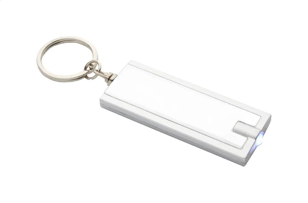 Cool Ключодържател Urban, с LED фенерче, рециклирана ABS пластмаса, с батерия, бял