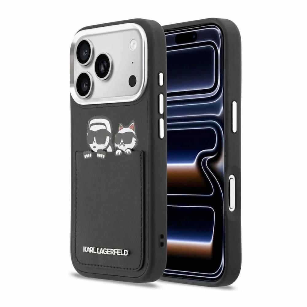 Дизайнерски кожен кейс с отделение за карти за iPhone 17 Pro - Karl Lagerfeld PU Karl and Choupette Print And Card Slot Case (черен) | JAR Computers Дизайнерски кожен кейс с отделение за карти за iPhone 17 Pro - Karl Lagerfeld PU Karl and Choupette Print And Card Slot Case (черен)