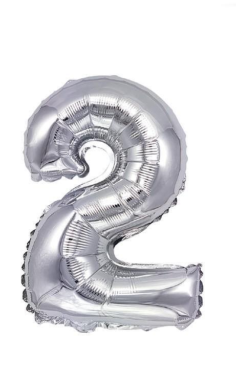Фолиев балон PartyGo, 80см, сребърен, цифра 2 | JAR Computers Фолиев балон PartyGo, 80см, сребърен, цифра 2
