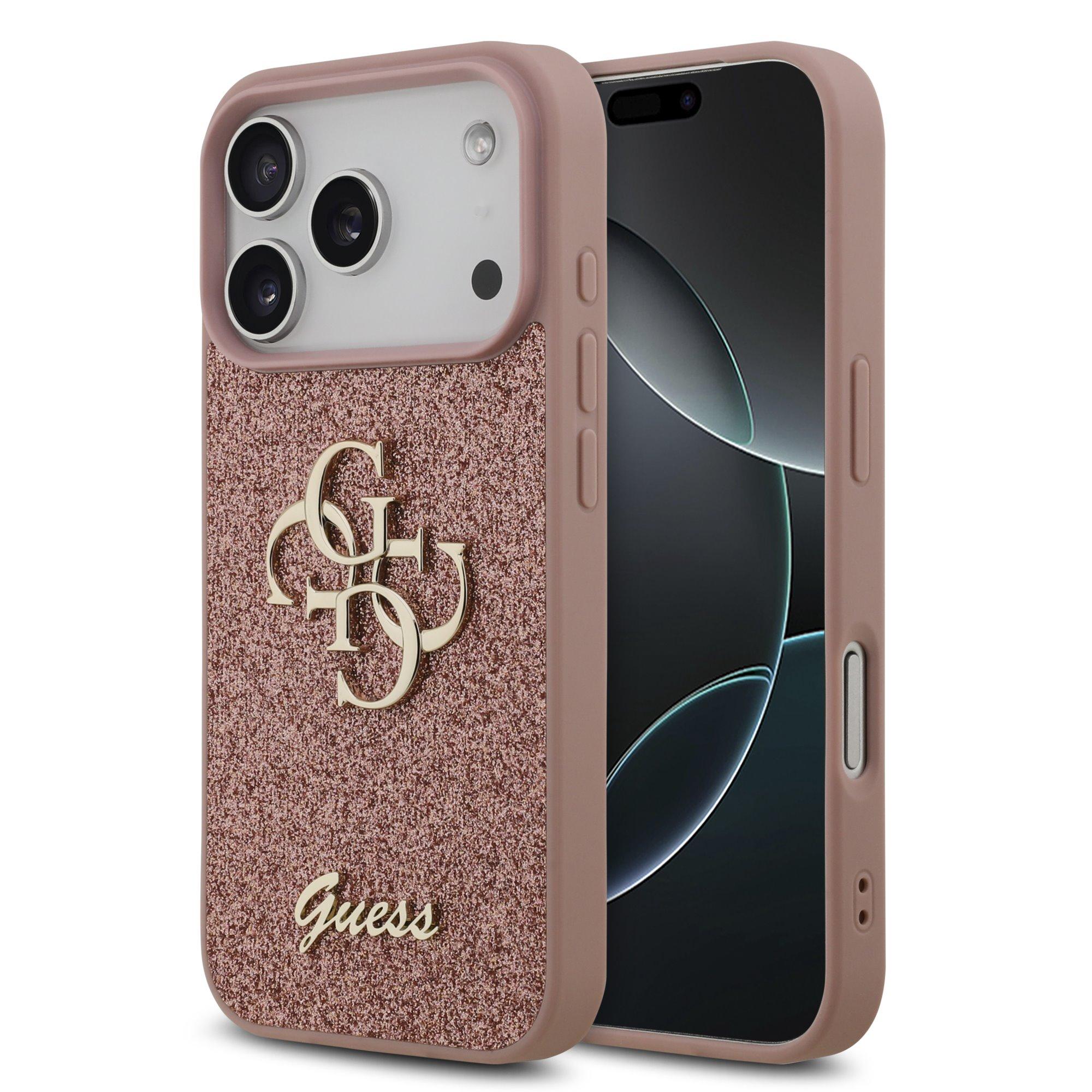 GUESS Калъф Apple iPhone 17 Pro Max, PU Fixed Glitter 4G Metal Logo, розов  - GUHCP17XHG4SGP | JAR Computers GUESS Калъф Apple iPhone 17 Pro Max, PU Fixed Glitter 4G Metal Logo, розов  - GUHCP17XHG4SGP