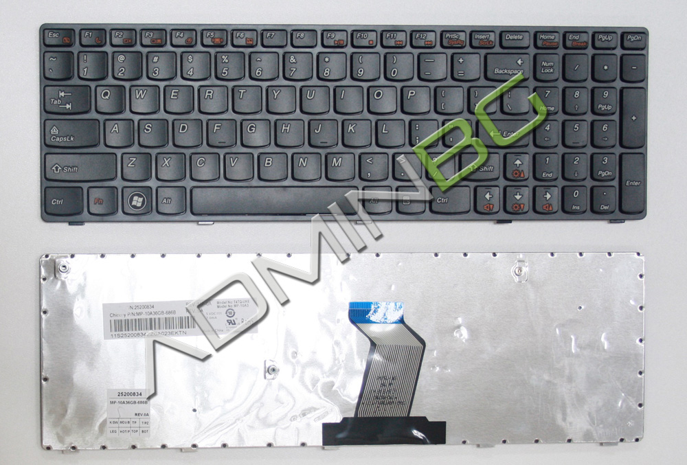 Клавиатура за лаптоп Lenovo IdeaPad Z570 V570 B570 B580 B590 Black Frame Black / Черна с черна рамка | JAR Computers Клавиатура за лаптоп Lenovo IdeaPad Z570 V570 B570 B580 B590 Black Frame Black / Черна с черна рамка