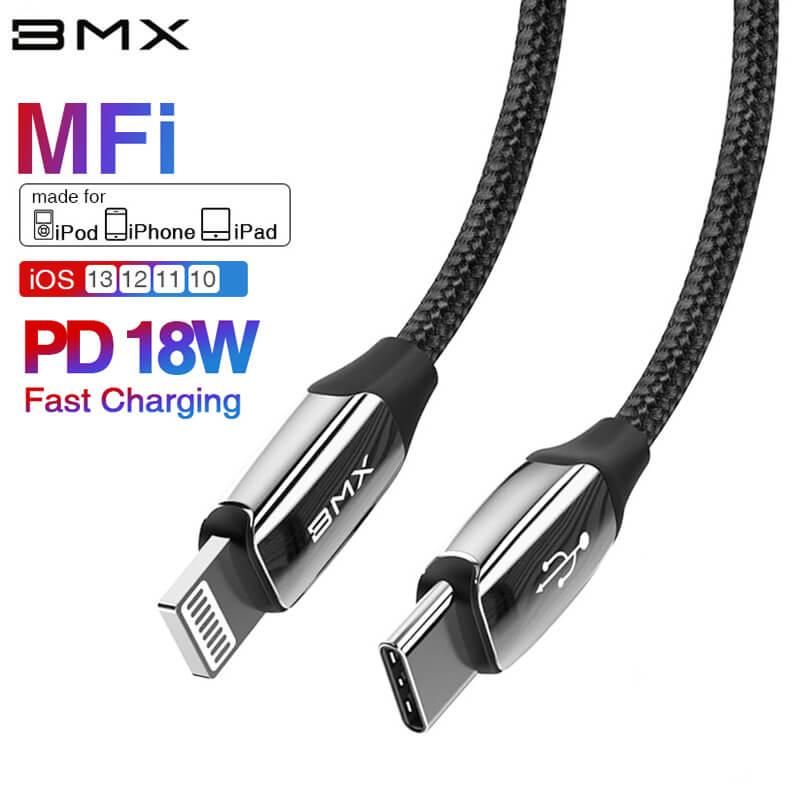 MFI сертифициран USB-C към Lightning кабел за Apple устройства с Lightning порт (120 см) - Baseus BMX Sequins USB-C to Lightning Cable PD 18W (черен) | JAR Computers MFI сертифициран USB-C към Lightning кабел за Apple устройства с Lightning порт (120 см) - Baseus BMX Sequins USB-C to Lightning Cable PD 18W (черен)