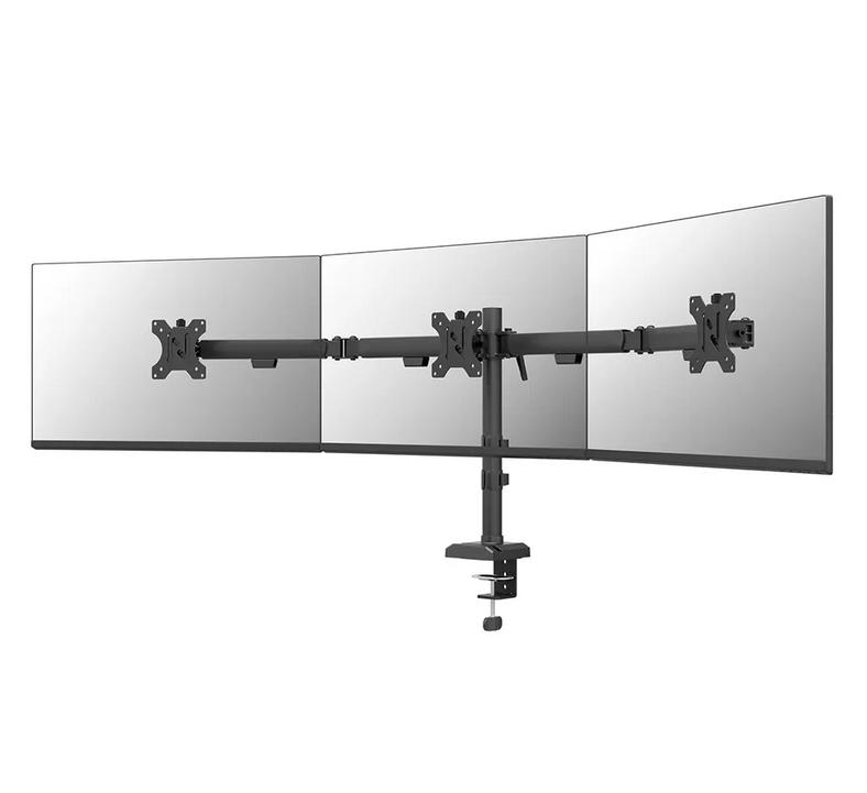 Neomounts Nero Triple Flat Screen Desk Mount (phone holder+Quick-fix clamp/grommet)