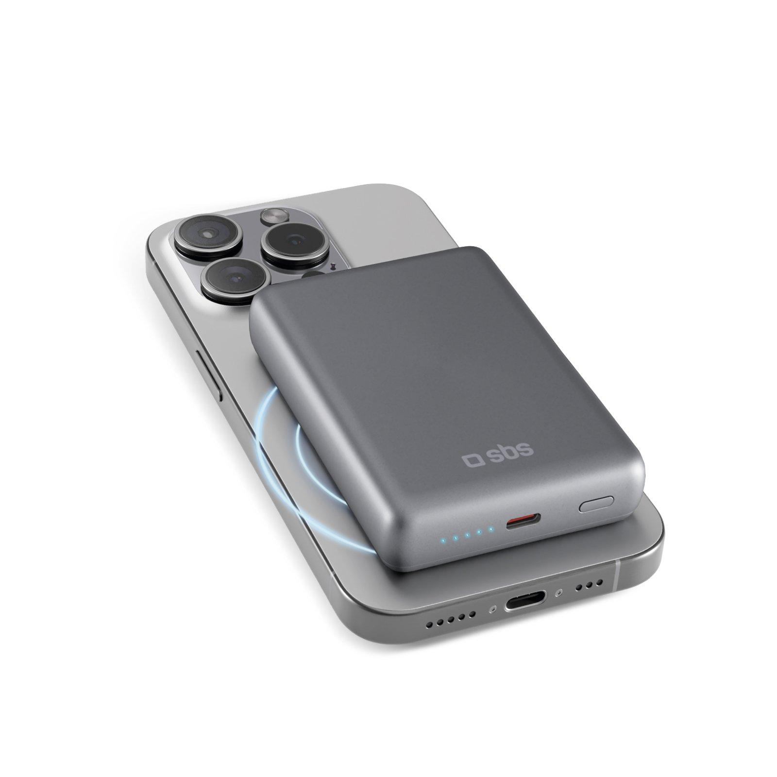Преносима батерия SlimMag SBS 81536, 10 000mAh, безжична MagSafe, 15W, USB-C PD20W, алуминиева