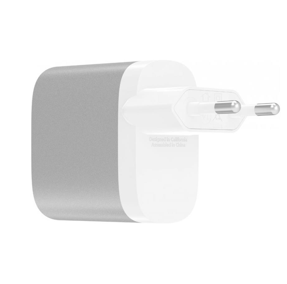 Захранване с USB-C изход (15W) и 1 x USB-A (12W) изход - Belkin 27W + 12W USB-C/A Dual Home Charger (сребрист) | JAR Computers Захранване с USB-C изход (15W) и 1 x USB-A (12W) изход - Belkin 27W + 12W USB-C/A Dual Home Charger (сребрист)