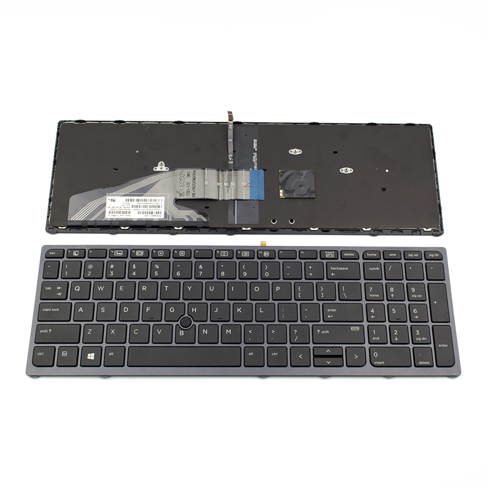 Клавиатура за лаптоп HP ZBook 15 G3 ZBook 17 G3 Dark Gray Frame Black With Backlit With Pointing Stick  / Черна с Тъмносива Рамка с Подсветка С Поинтинг Стик  - Оригинална | JAR Computers Клавиатура за лаптоп HP ZBook 15 G3 ZBook 17 G3 Dark Gray Frame Black With Backlit With Pointing Stick  / Черна с Тъмносива Рамка с Подсветка С Поинтинг Стик  - Оригинална