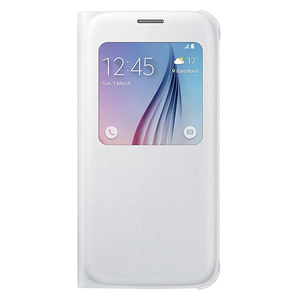 Оригинален кожен калъф за Samsung Galaxy S6 - Samsung S-View Cover EF-CG920PWEGWW (бял) | JAR Computers Оригинален кожен калъф за Samsung Galaxy S6 - Samsung S-View Cover EF-CG920PWEGWW (бял)