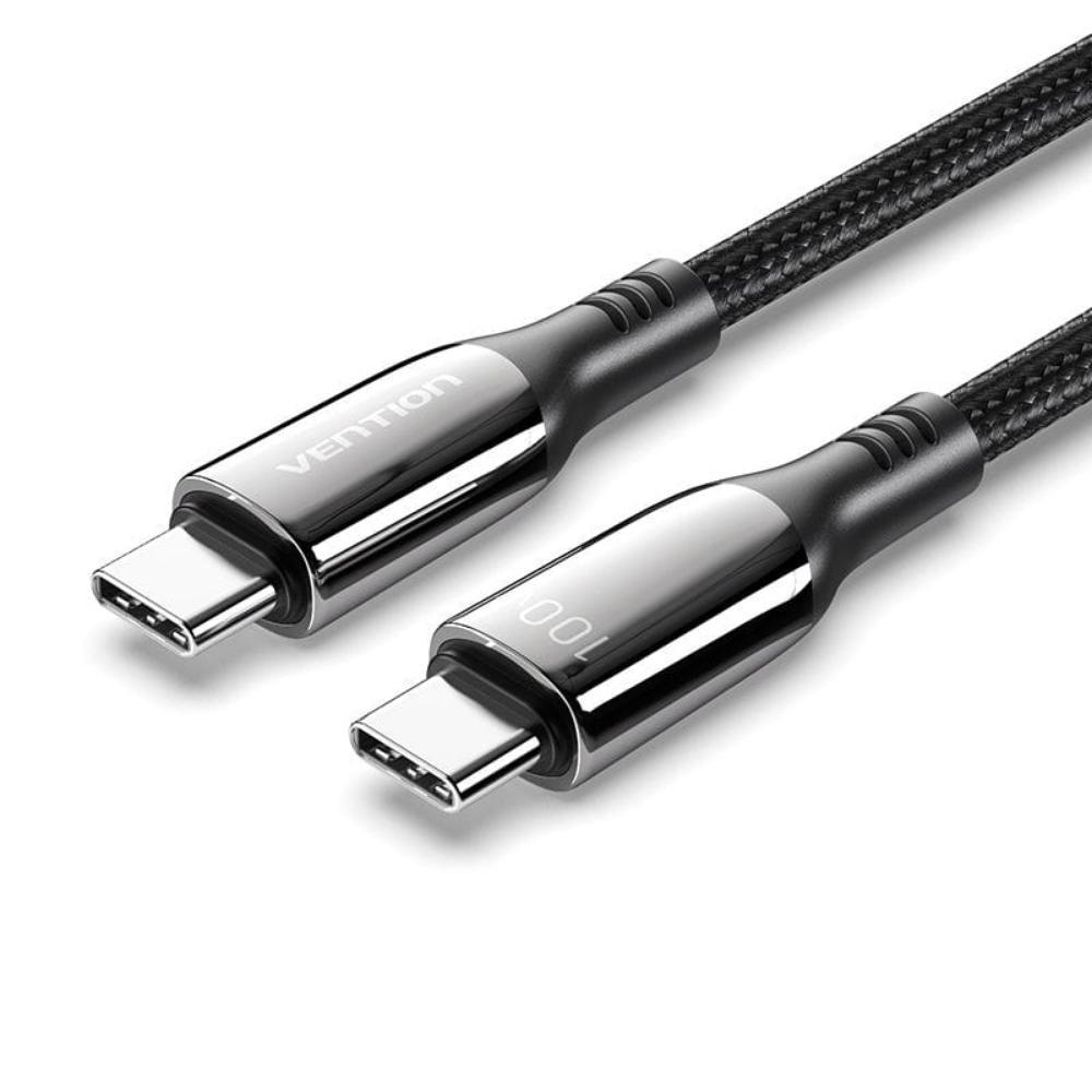 VENTION Nylon Braided USB 2.0 C Male to C Male 5A Cable 2M Black Zinc Alloy Type (CTYBH) (VENCTYBH)