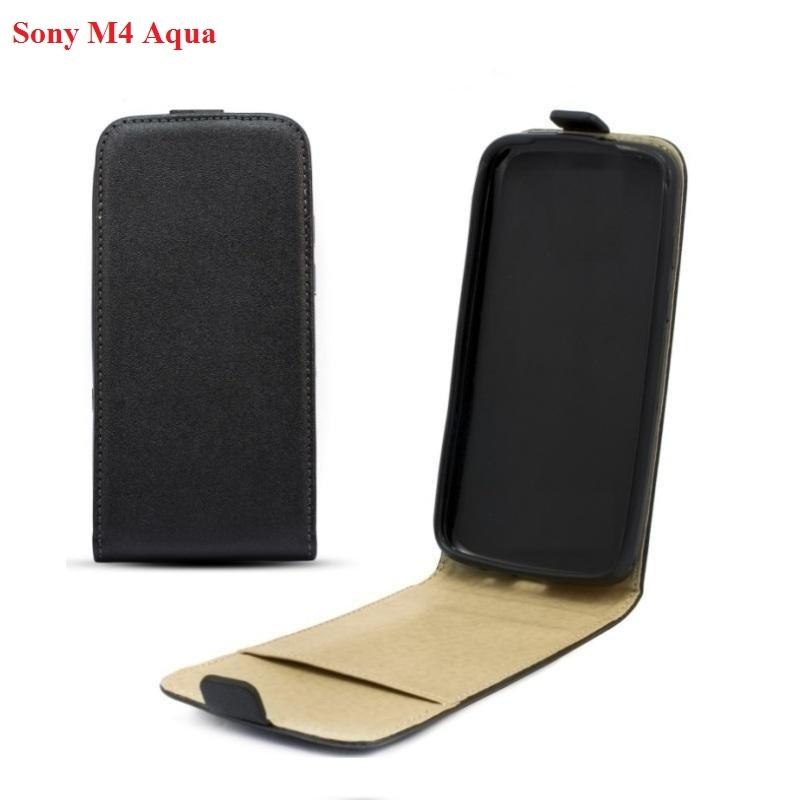 Вертикален кожен калъф с джоб за Sony Xperia M4 Aqua - Leather Pocket Flip Case (черен) | JAR Computers Вертикален кожен калъф с джоб за Sony Xperia M4 Aqua - Leather Pocket Flip Case (черен)