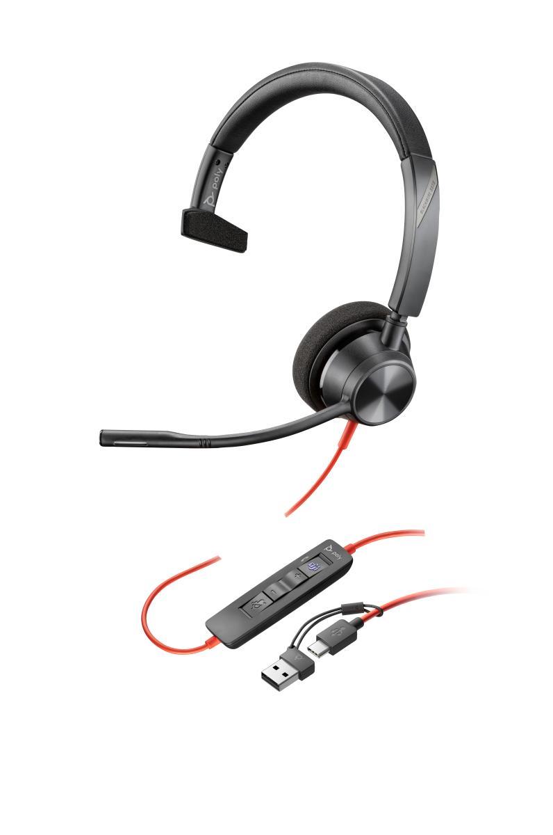 HP Poly Blackwire 3310 Microsoft Teams Certified Headset +USB-C/A Adapter TAA | JAR Computers HP Poly Blackwire 3310 Microsoft Teams Certified Headset +USB-C/A Adapter TAA