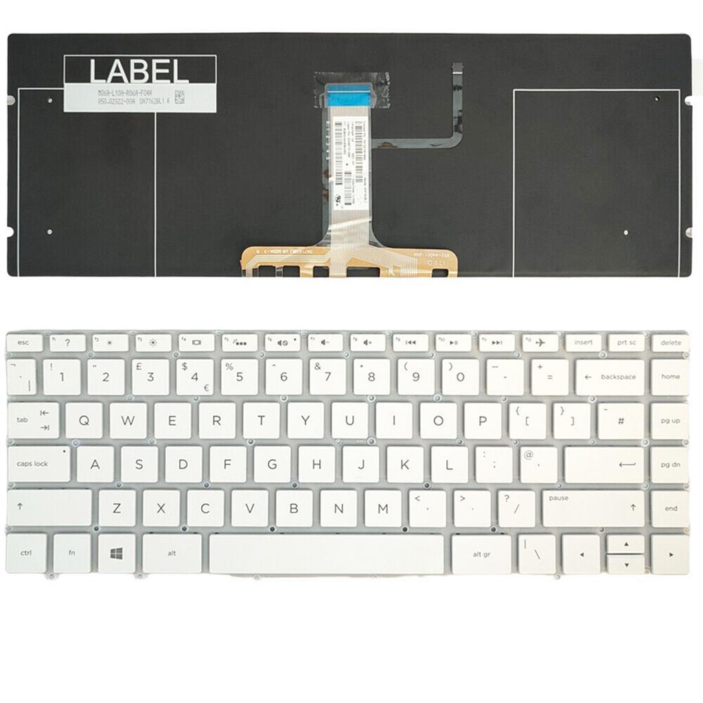 Клавиатура за лаптоп HP Spectre 13-AF Бяла Без Рамка, Малък Ентър с Подсветка  | JAR Computers Клавиатура за лаптоп HP Spectre 13-AF Бяла Без Рамка, Малък Ентър с Подсветка