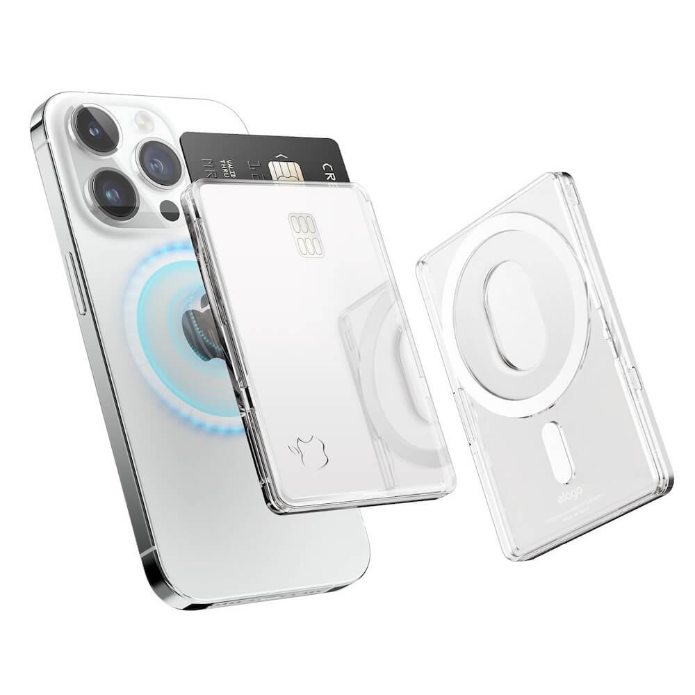 Поликарбонатов портфейл (джоб) за прикрепяне към iPhone с MagSafe - Elago Magnetic Clear Wallet Card Holder (прозрачен) | JAR Computers Поликарбонатов портфейл (джоб) за прикрепяне към iPhone с MagSafe - Elago Magnetic Clear Wallet Card Holder (прозрачен)