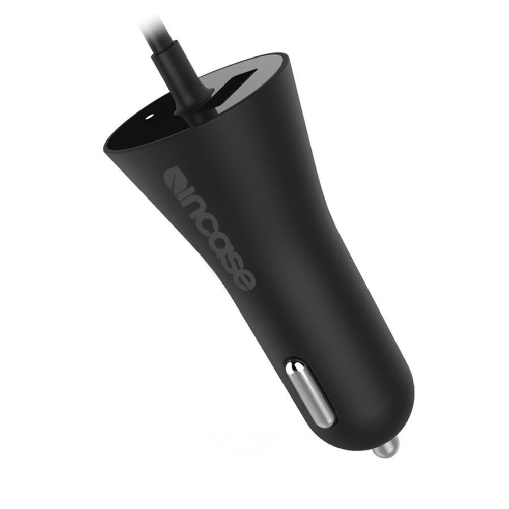 Сертифицирано зарядно за кола с вграден Lightning кабел за iPhone, iPad и iPod и USB изход - Incase Dual Car Charger with Lightning Cable (черен) | JAR Computers Сертифицирано зарядно за кола с вграден Lightning кабел за iPhone, iPad и iPod и USB изход - Incase Dual Car Charger with Lightning Cable (черен)