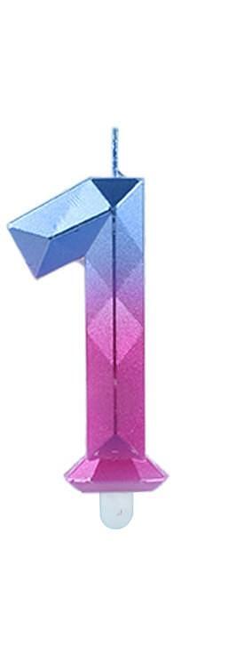Свещичка,PartyGo, цифра 1 синьо и розово 7.5 см | JAR Computers Свещичка,PartyGo, цифра 1 синьо и розово 7.5 см