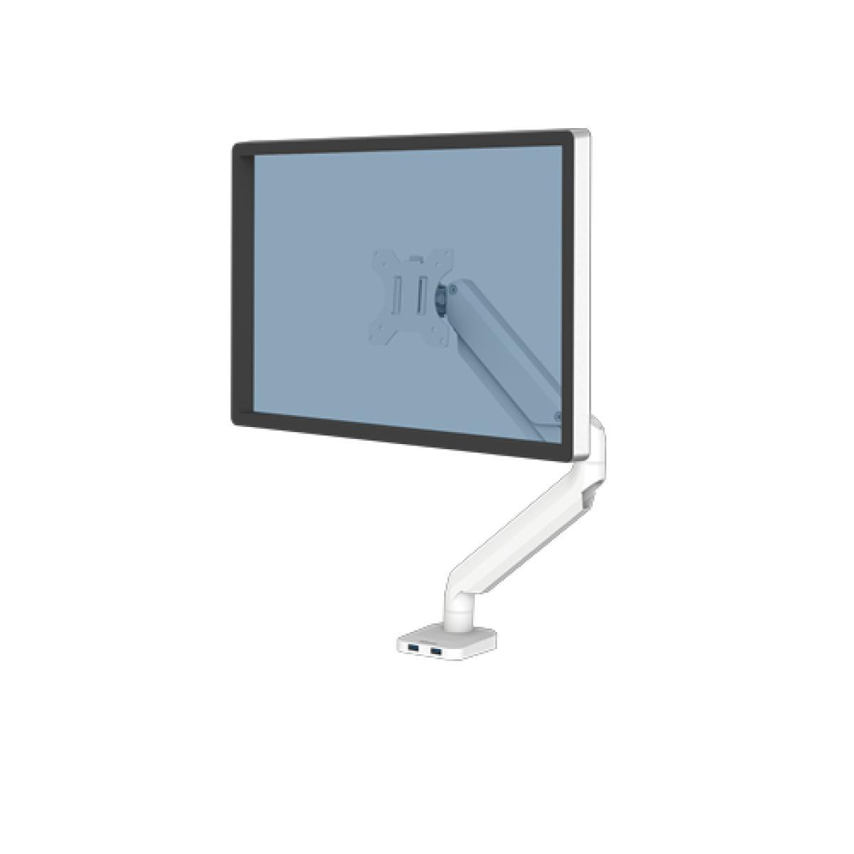 Fellowes Platinum Series Monitor Arm - Monitor Mount for 8KG 40 Inch Screens - Adjustable Monitor Desk Mount - Tilt 45° Pan 180° Swivel 360° Rotation 360°, VESA 75 x 75/100 x 100 - White | JAR Computers Fellowes Platinum Series Monitor Arm - Monitor Mount for 8KG 40 Inch Screens - Adjustable Monitor Desk Mount - Tilt 45° Pan 180° Swivel 360° Rotation 360°, VESA 75 x 75/100 x 100 - White