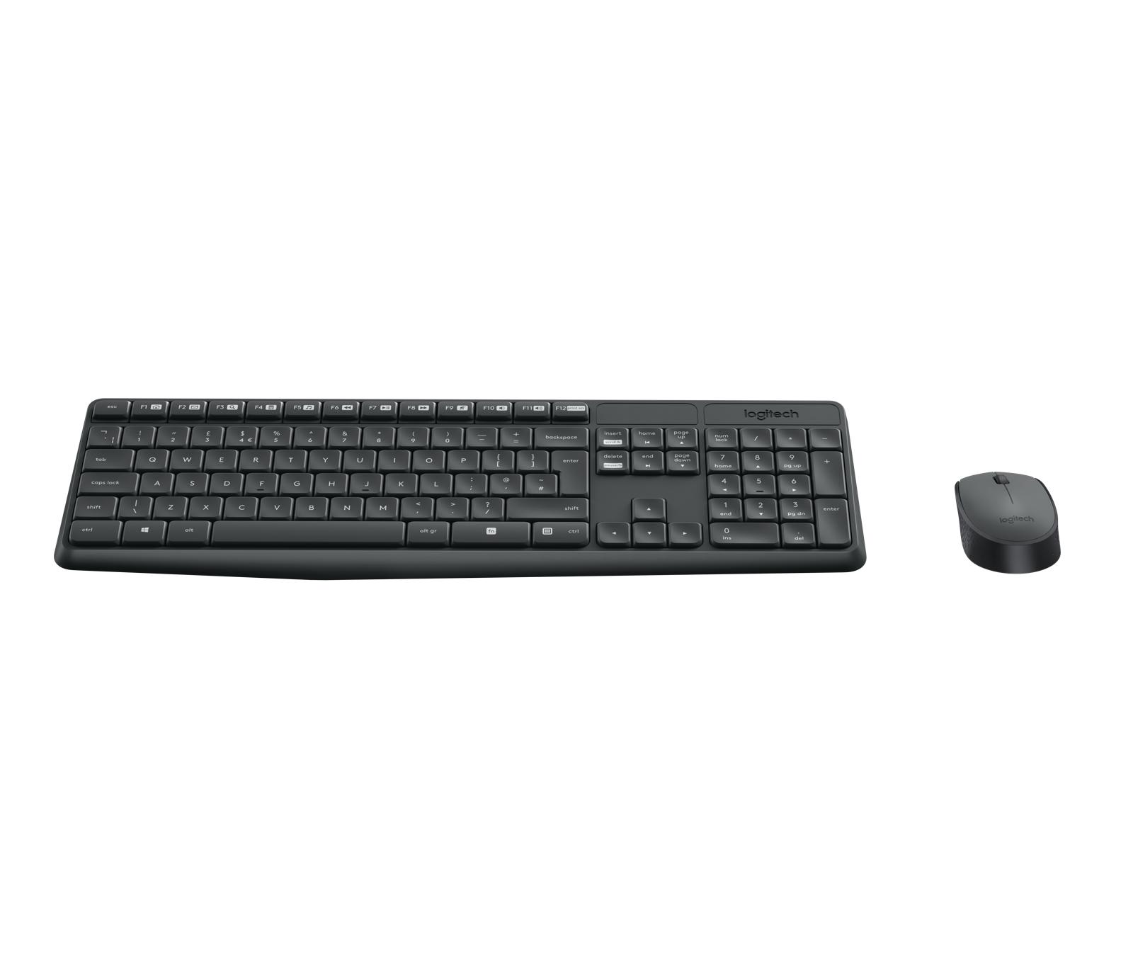 Logitech 920-007905 клавиатура Включена мишка За домашно ползване РЧ безжичен QWERTZ Немски Сив