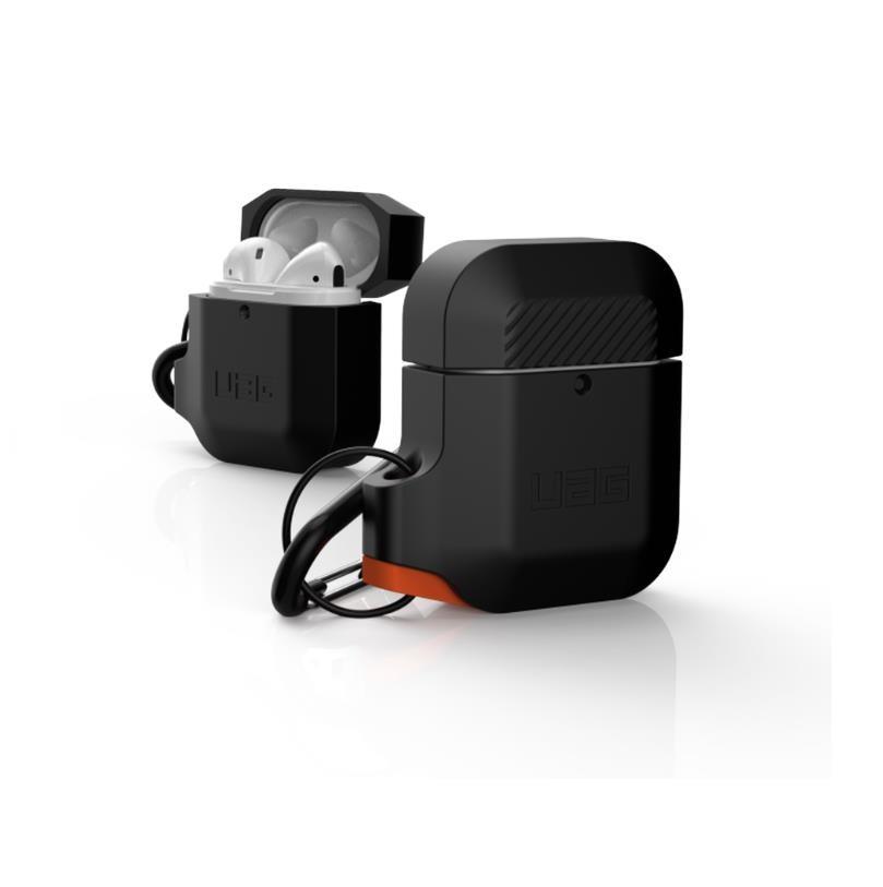 Водо и удароустойчив силиконов калъф с карабинер за Apple Airpods - Urban Armor Gear Soft Touch Waterproof Silicone Hang Case (черен-оранжев) | JAR Computers Водо и удароустойчив силиконов калъф с карабинер за Apple Airpods - Urban Armor Gear Soft Touch Waterproof Silicone Hang Case (черен-оранжев)