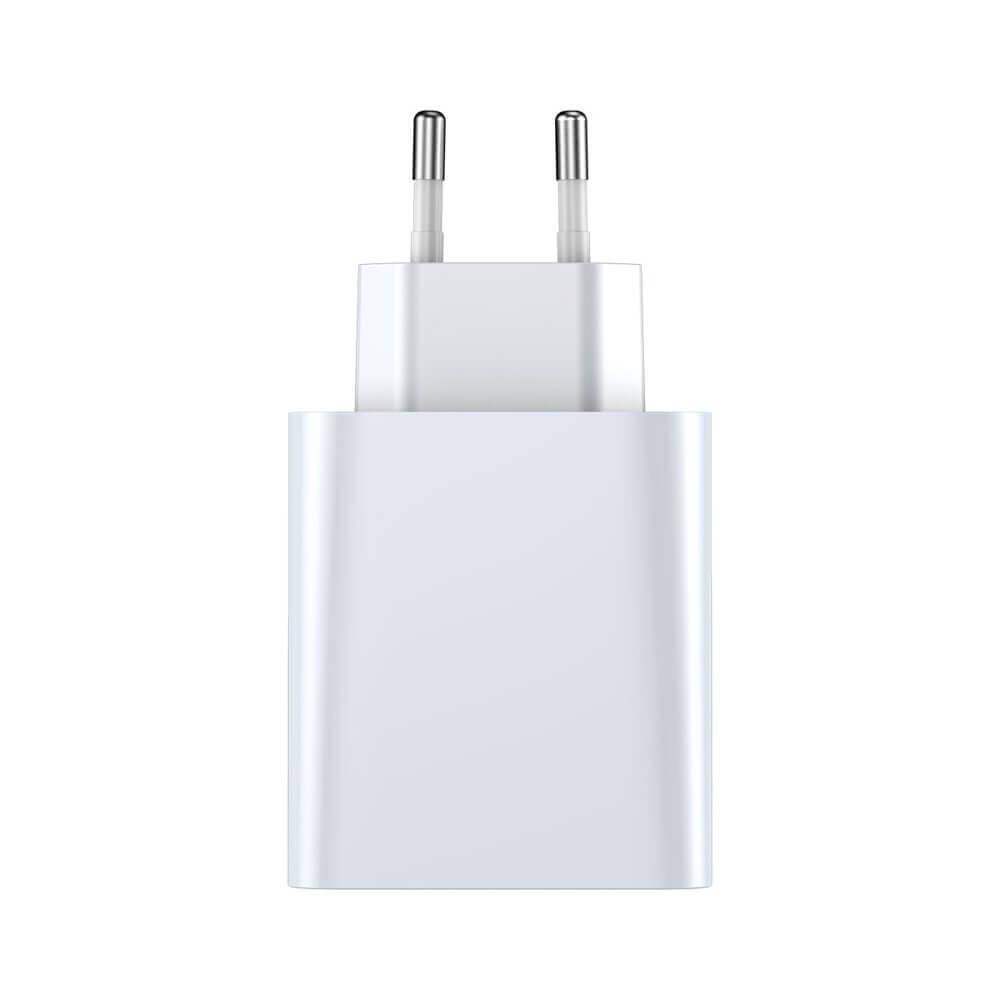 Захранване за ел. мрежа с USB и USB-C изходи с технология за бързо зареждане и USB-C към USB-C кабел - Baseus Dual USB & USB-C Wall Charger 30W (TZCAFS-A02) (бял) | JAR Computers Захранване за ел. мрежа с USB и USB-C изходи с технология за бързо зареждане и USB-C към USB-C кабел - Baseus Dual USB & USB-C Wall Charger 30W (TZCAFS-A02) (бял)