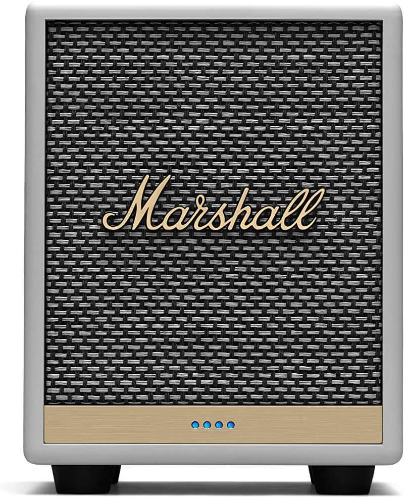 Безжичен аудиофилски спийкър с гласово управление с Bluetooth и 3.5 mm изход - Marshall Uxbridge Voice Amazon Alexa Built-In (бял) | JAR Computers Безжичен аудиофилски спийкър с гласово управление с Bluetooth и 3.5 mm изход - Marshall Uxbridge Voice Amazon Alexa Built-In (бял)