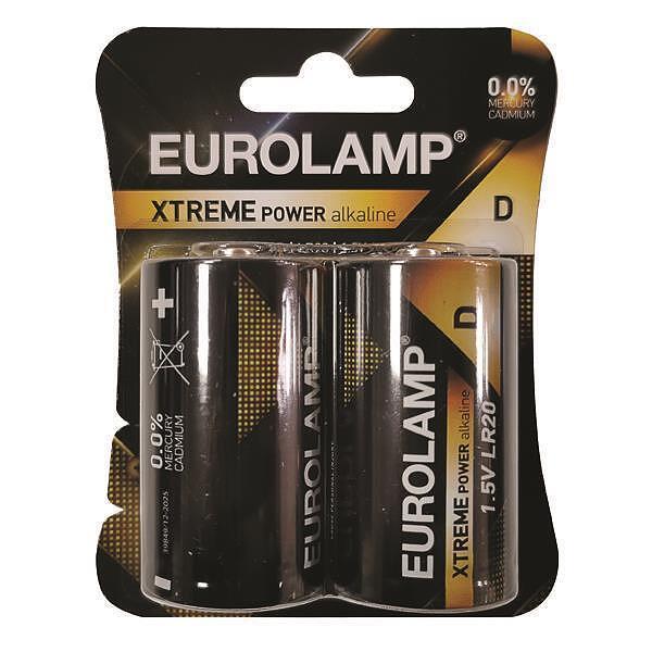 EUROLAMP Алкални батерии LR20 / D EXTREME POWER, блистер 2 броя | JAR Computers EUROLAMP Алкални батерии LR20 / D EXTREME POWER, блистер 2 броя
