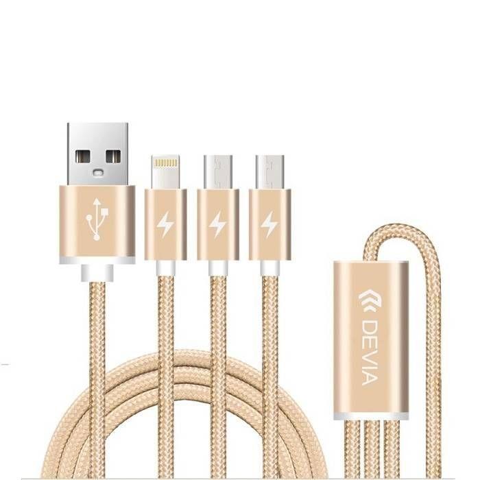 Kабел 3 в 1 - Lightning, microUSB и Type-C, 1,2м | JAR Computers Kабел 3 в 1 - Lightning, microUSB и Type-C, 1,2м