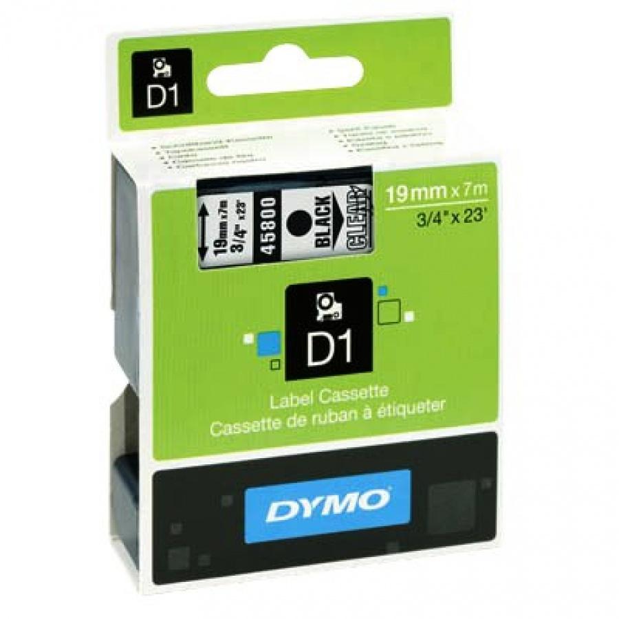 Касета с лента D1 за DYMO LabelManager 45800 полиестерна, 19 мм, черен печат на прозрачен фон | JAR Computers Касета с лента D1 за DYMO LabelManager 45800 полиестерна, 19 мм, черен печат на прозрачен фон