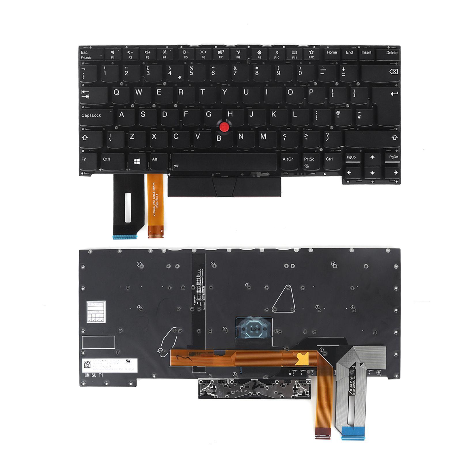 Клавиатура за лаптоп Lenovo ThinkPad T490S T495S Черна Без Рамка (Голям Ентър) с Подсветка UK