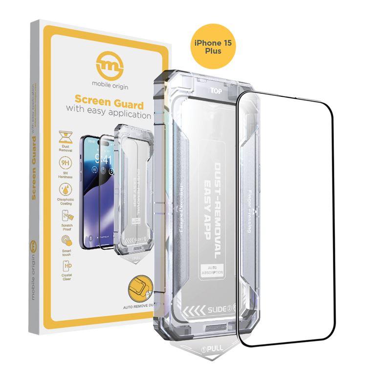 Стъклено защитно покритие за дисплея на iPhone 15 Plus - Mobile Origin Screen Guard Full Cover Tempered Glass (черен-прозрачен) | JAR Computers Стъклено защитно покритие за дисплея на iPhone 15 Plus - Mobile Origin Screen Guard Full Cover Tempered Glass (черен-прозрачен)