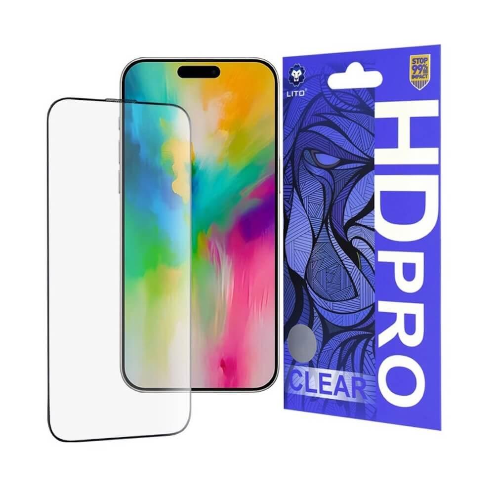 Стъклено защитно покритие за дисплея на iPhone 16 Pro Max (черен-прозрачен) - Lito HD Pro Clear Tempered Glass | JAR Computers Стъклено защитно покритие за дисплея на iPhone 16 Pro Max (черен-прозрачен) - Lito HD Pro Clear Tempered Glass
