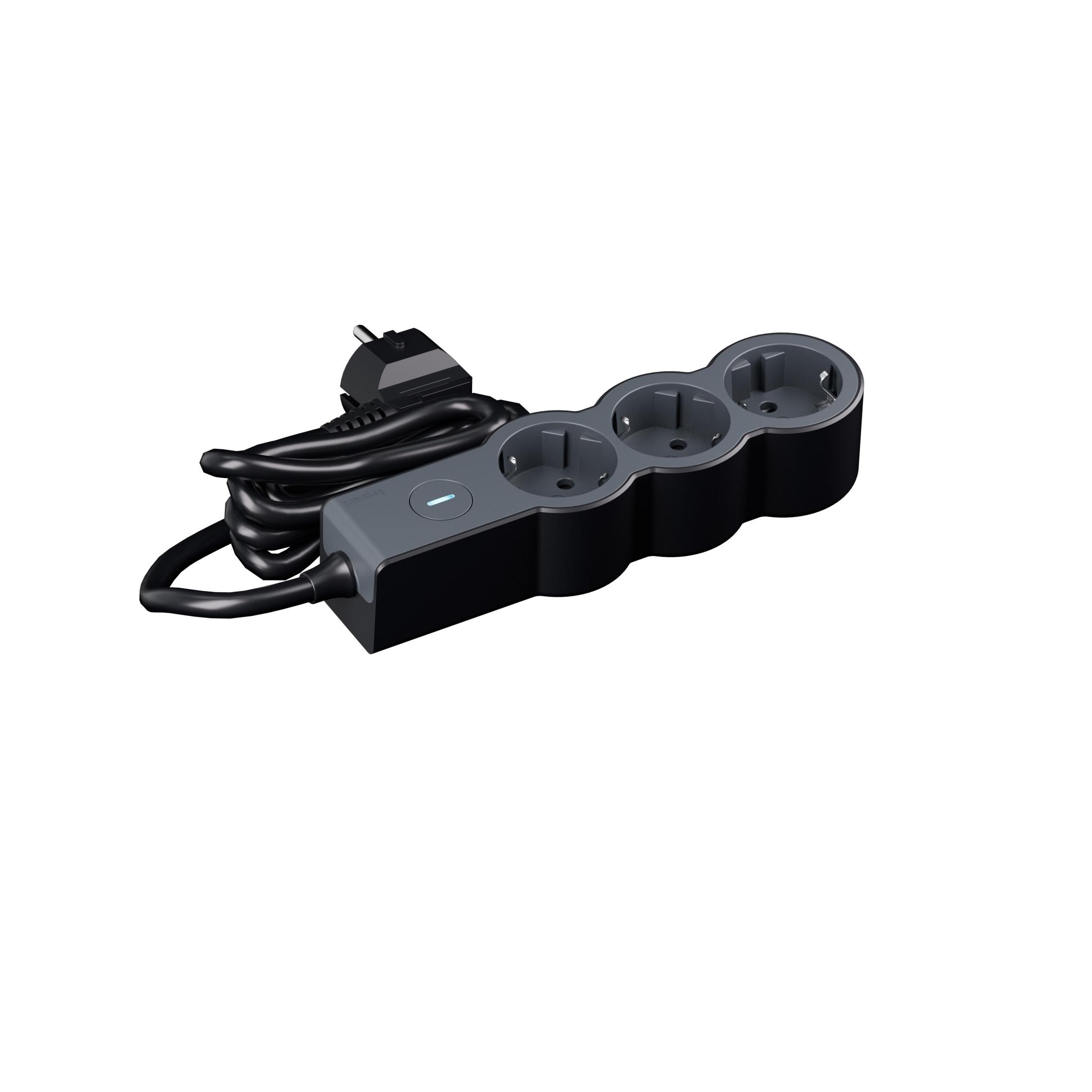 694419 Разклонител шуко 3X2P+E, защита, кабел 1,5 м, черно, Legrand