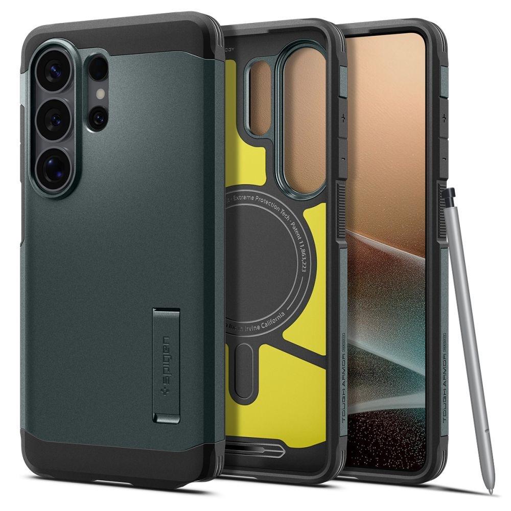 Хибриден кейс с най-висока степен на защита с MagSafe за Samsung Galaxy S26 Ultra - Spigen Tough Armor MagSafe Case (тъмнозлен) | JAR Computers Хибриден кейс с най-висока степен на защита с MagSafe за Samsung Galaxy S26 Ultra - Spigen Tough Armor MagSafe Case (тъмнозлен)