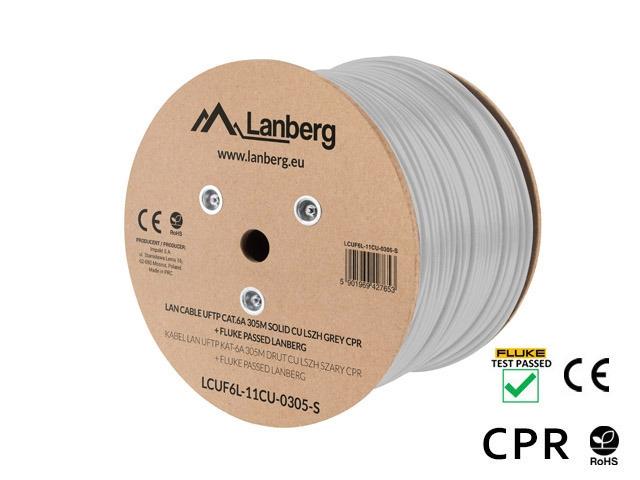 Lanberg LAN cable CAT.6a uftp 305m solid cu lszh grey cpr + fluke passed