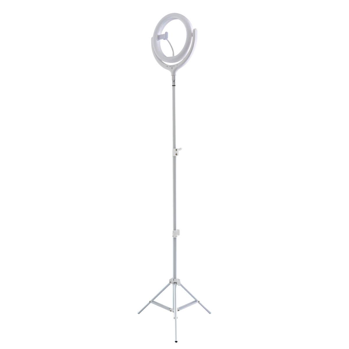 LED лампа с трипод и държач за смартфони (95 - 200 см) - 4smarts Selfie Ring Light LoomiPod Floor Lamp (бял) | JAR Computers LED лампа с трипод и държач за смартфони (95 - 200 см) - 4smarts Selfie Ring Light LoomiPod Floor Lamp (бял)