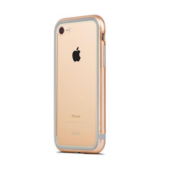 Метален бъмпер и покритие за задната част за iPhone 8, iPhone 7 - Moshi Luxe Bumper Case (златист) | JAR Computers Метален бъмпер и покритие за задната част за iPhone 8, iPhone 7 - Moshi Luxe Bumper Case (златист)