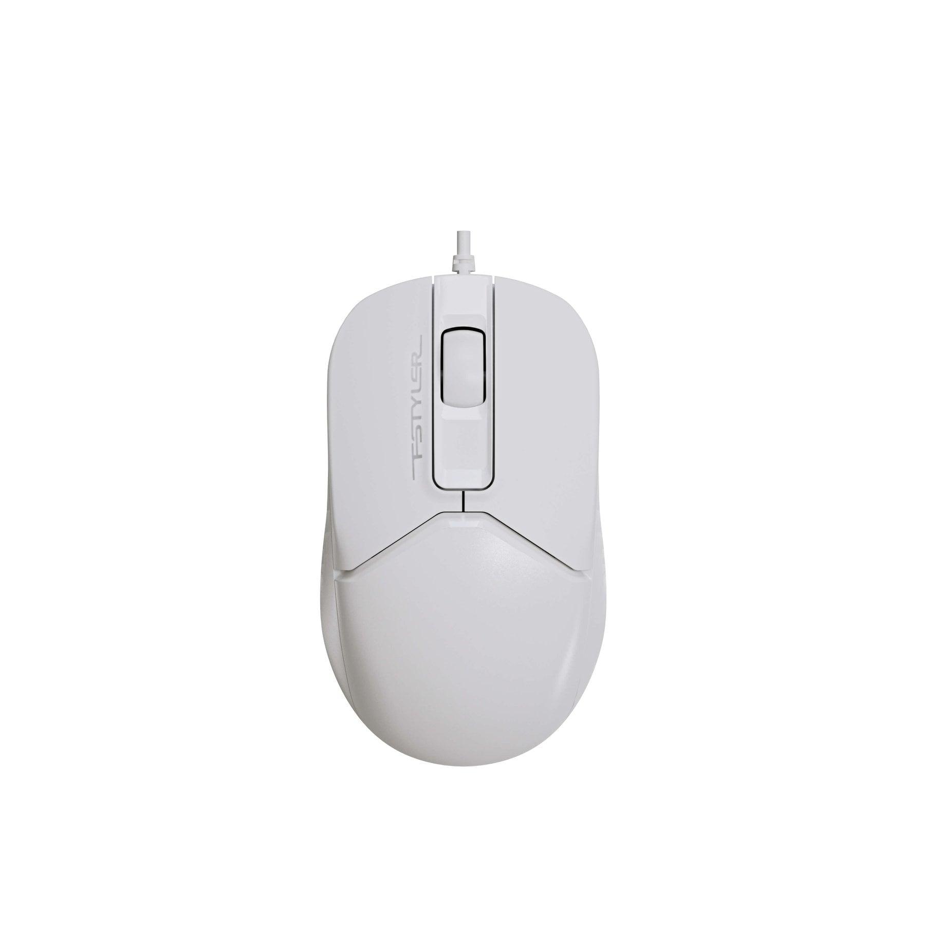 Мишка A4Tech Fstyler FM12S, с кабел, безшумна, USB, 3 бутона, бяла