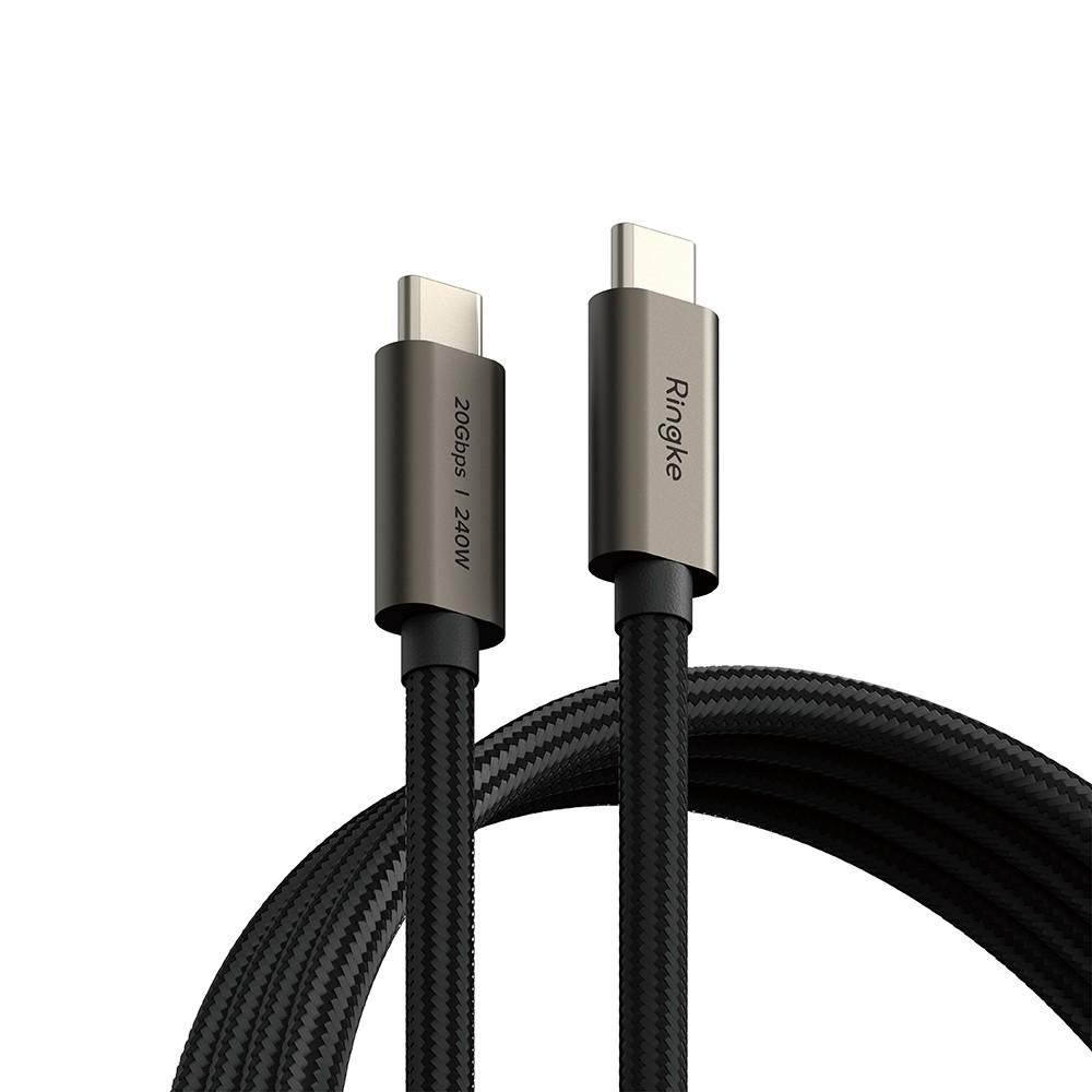 Ringke USB-C to USB-C Data Cable 240W - кабел с бързо зареждане за устройства с USB-C порт (200 см) (черен) 