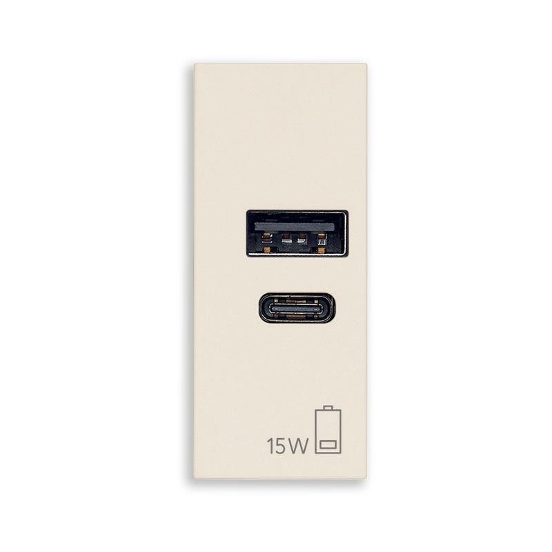 Розетка 2x USB тип A+C 15W 5V 1M Canvas - VIMAR LINEA 30292.AC15C | JAR Computers Розетка 2x USB тип A+C 15W 5V 1M Canvas - VIMAR LINEA 30292.AC15C