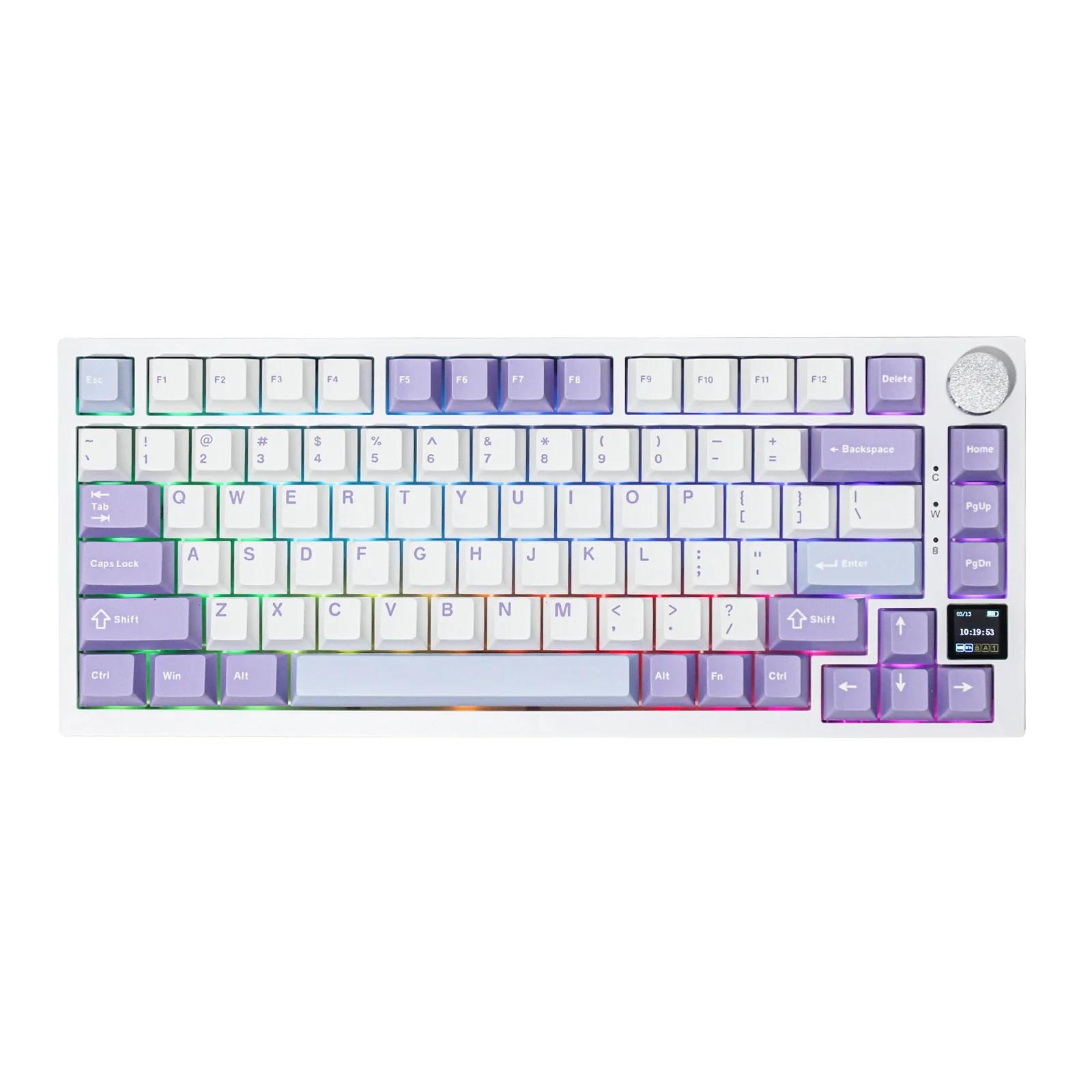 Ajazz геймърска механична клавиатура Wireless Gaming Mechanical Keyboard AK820 PRO - Gift Switch [Linear] (English US), Purple, White, Blue