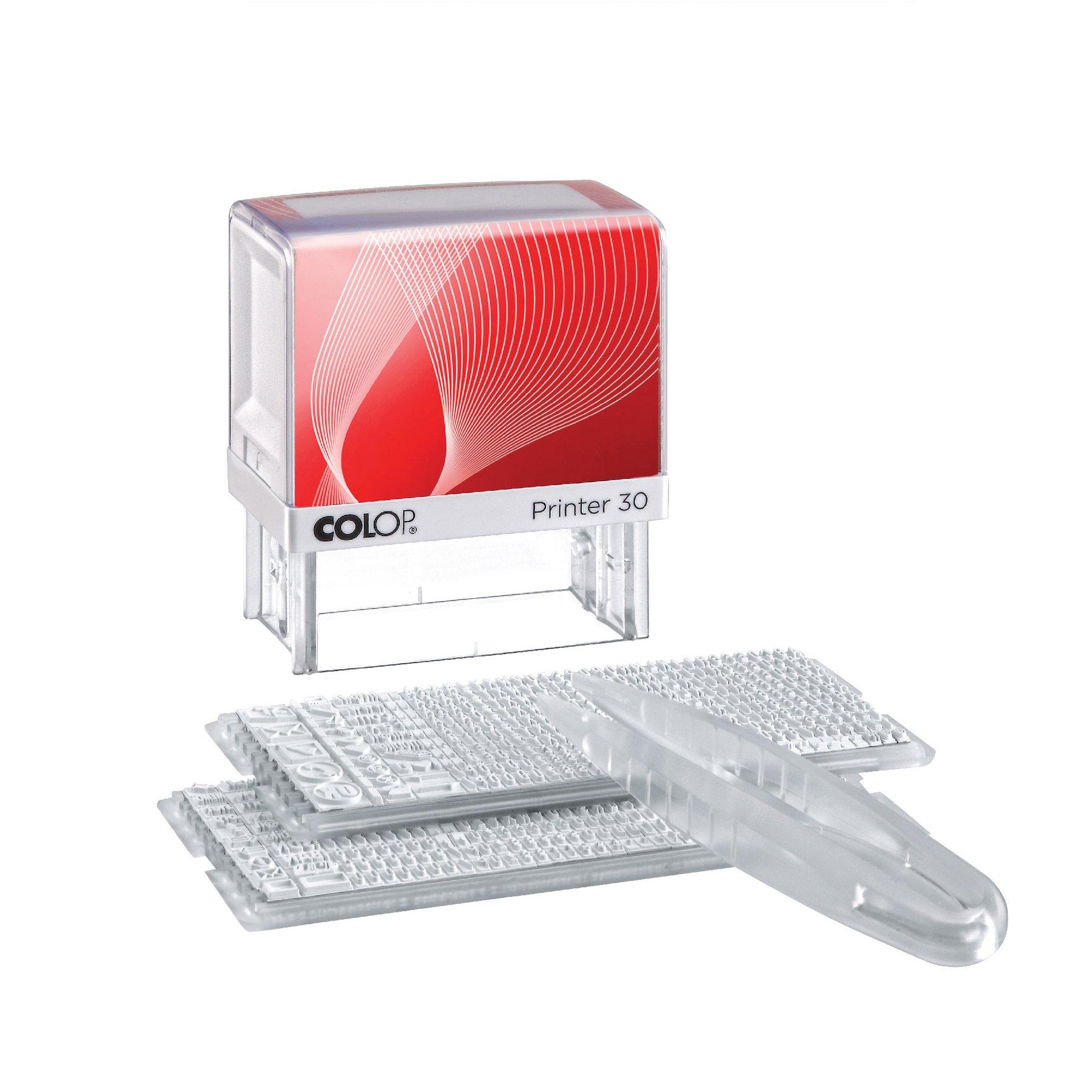 Colop Печат Printer 30/2 Set, самонареждащ се, 18 x 47 mm, с букви на кирилица и латиница | JAR Computers Colop Печат Printer 30/2 Set, самонареждащ се, 18 x 47 mm, с букви на кирилица и латиница