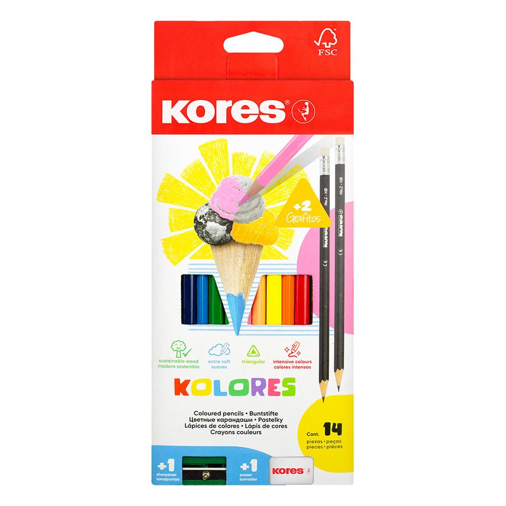 Цветни моливи Kores Kolores 12цв+остр | JAR Computers Цветни моливи Kores Kolores 12цв+остр