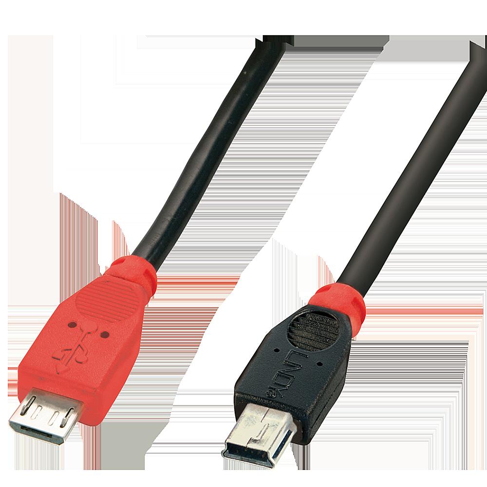 КАБЕЛ USB LINDY - mini-USB Type B (M) to Micro-USB Type B (M) / USB 2.0 OTG - 2,0 m - Black - PN 31719 | JAR Computers КАБЕЛ USB LINDY - mini-USB Type B (M) to Micro-USB Type B (M) / USB 2.0 OTG - 2,0 m - Black - PN 31719