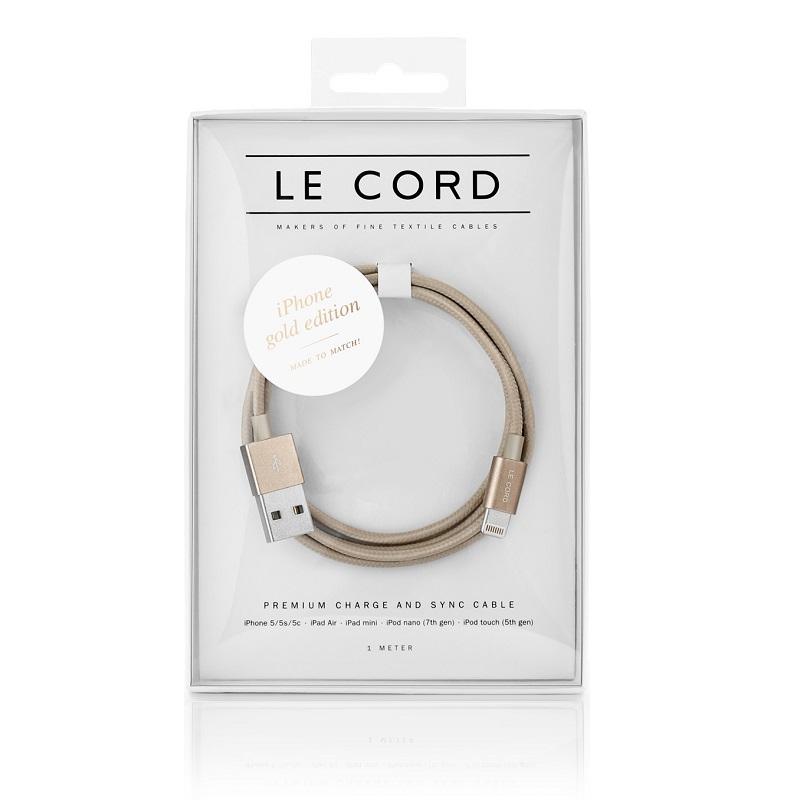 Кабел за утройства с Lightning порт - Le Cord Premium Lightning to USB Cable 120 cm (златист) | JAR Computers Кабел за утройства с Lightning порт - Le Cord Premium Lightning to USB Cable 120 cm (златист)