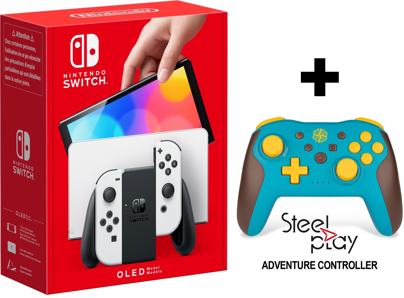 Nintendo Switch OLED - White + Steelplay Adventure Wireless Controller Bundle | JAR Computers Nintendo Switch OLED - White + Steelplay Adventure Wireless Controller Bundle