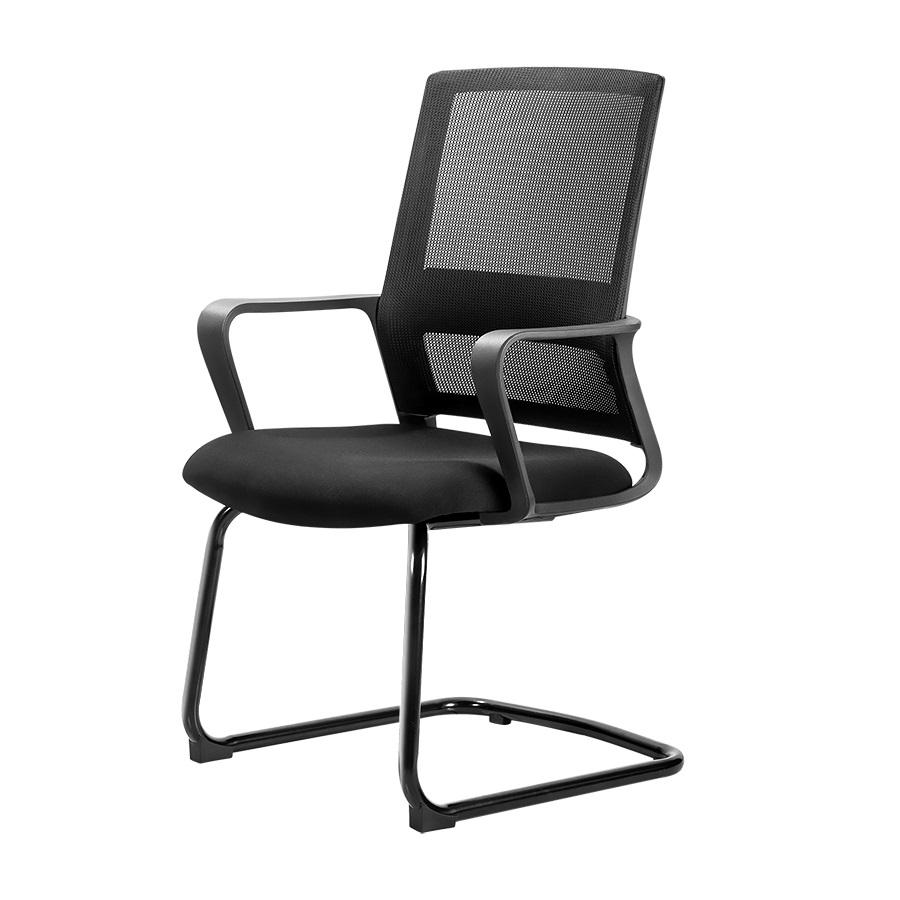 Посетителски стол Deli COMO, мрежа и дамаска, черна метална база, фиксирани подлакътници, черен | JAR Computers Посетителски стол Deli COMO, мрежа и дамаска, черна метална база, фиксирани подлакътници, черен