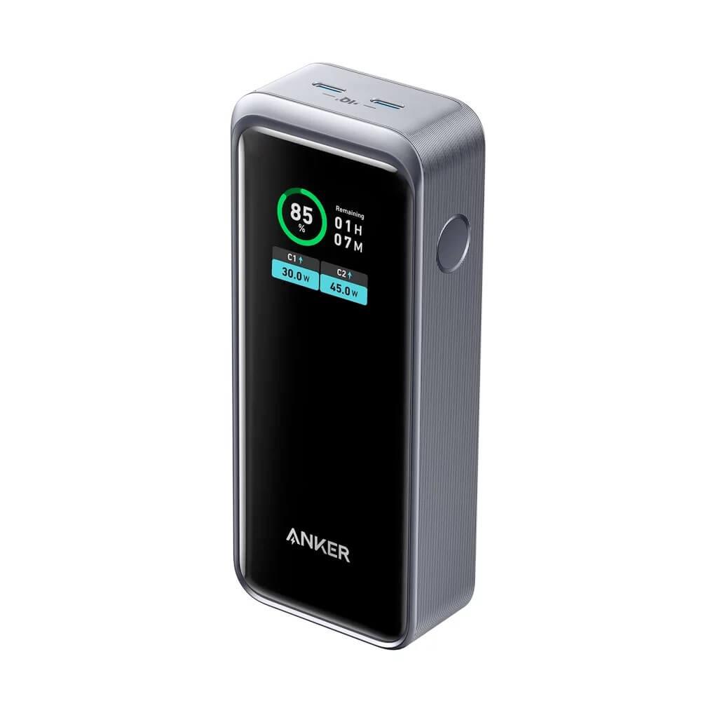 Преносима външна батерия с 2xUSB-C изходи и технология за бързо зареждане - Anker Prime Power Bank 12000 mAh, 130W (черен) | JAR Computers Преносима външна батерия с 2xUSB-C изходи и технология за бързо зареждане - Anker Prime Power Bank 12000 mAh, 130W (черен)