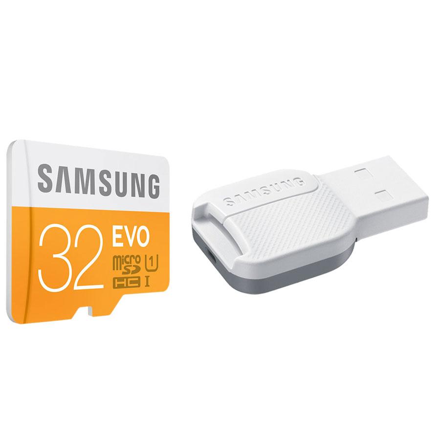 Samsung MicroSDHC 32GB EVO UHS-I Memory Card with USB Reader - microSDHC памет с USB четец за Samsung устройства (клас 10) | JAR Computers Samsung MicroSDHC 32GB EVO UHS-I Memory Card with USB Reader - microSDHC памет с USB четец за Samsung устройства (клас 10)