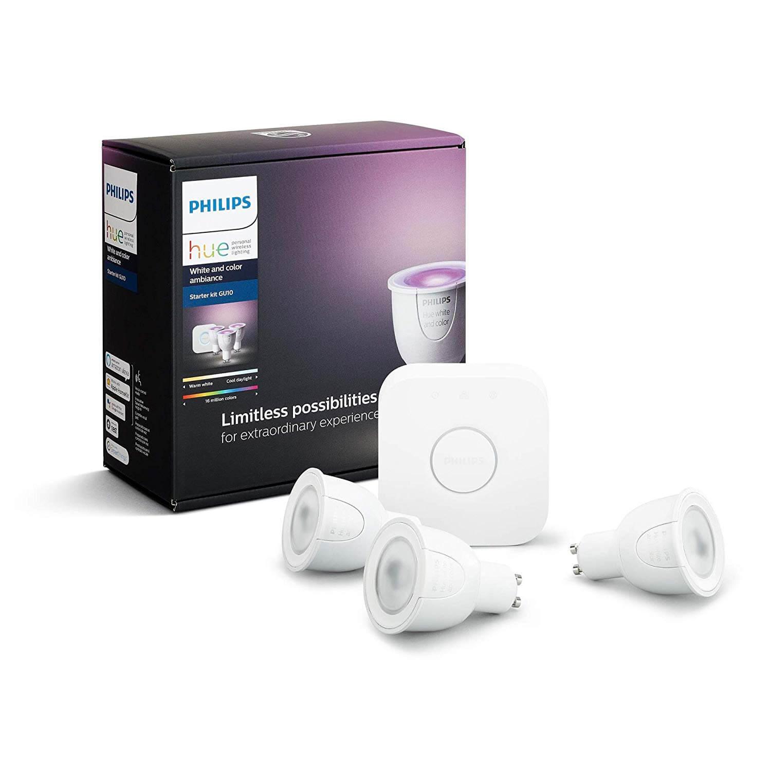 Система за безжично управляемо осветление за iOS и Android устройства - Philips Hue WCA 6.5W GU10 3 Set EUR PMO | JAR Computers Система за безжично управляемо осветление за iOS и Android устройства - Philips Hue WCA 6.5W GU10 3 Set EUR PMO