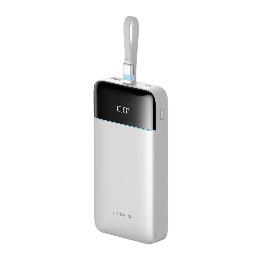 Външна батерия с вграден USB-C кабел, USB-C и USB-A портове и технология за бързо зареждане - Cuktech LPB252N Power Bank 120W 25000 mAh with Built-in USB-C Cable (бял) | JAR Computers Външна батерия с вграден USB-C кабел, USB-C и USB-A портове и технология за бързо зареждане - Cuktech LPB252N Power Bank 120W 25000 mAh with Built-in USB-C Cable (бял)