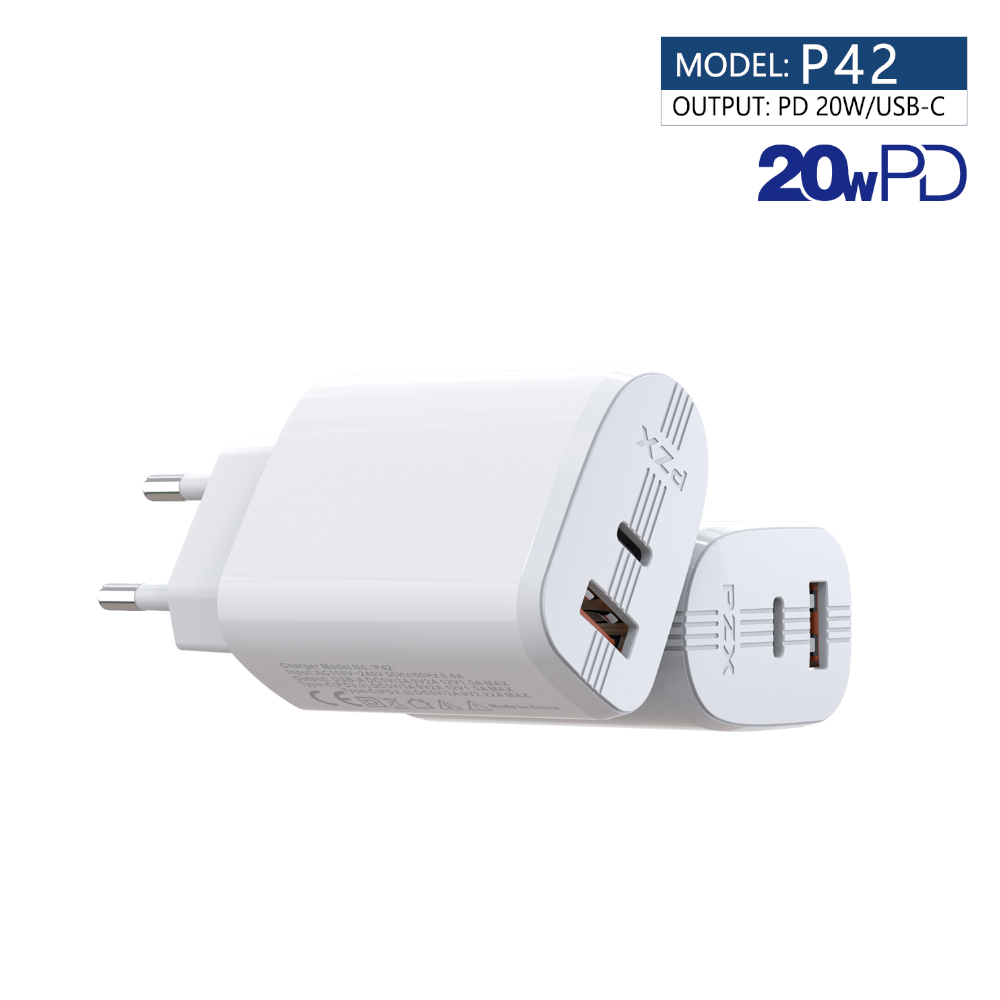 220V Зарядно Type C + USB PZX P42 PD Charge 20W